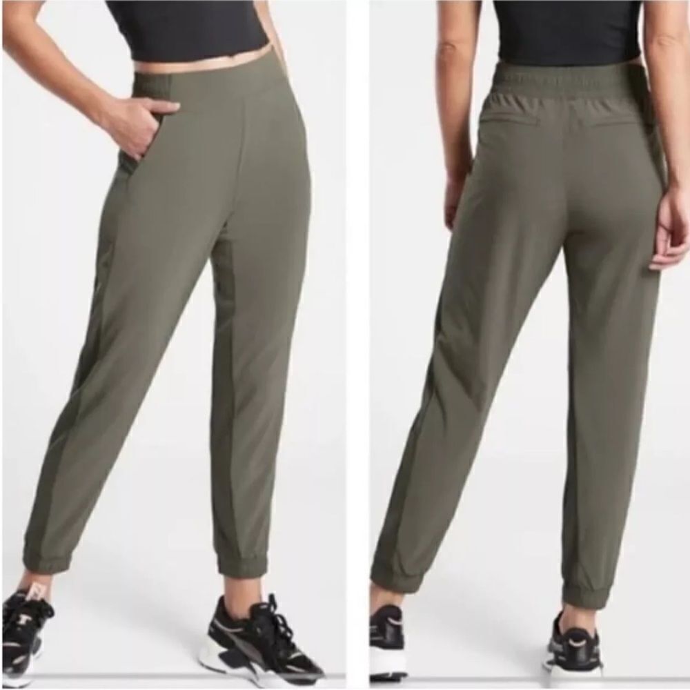 EXCELLENT CONDITION WOMEN’S SIZE 6 ATHLETA TEXTURED BROOKLYN JOGGER GREEN PANTS